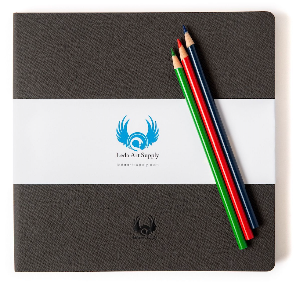 Square-Shaped Sketchbook, 8.3 x 8.3 inches, Lays Flat Flexible SketchBook for artists, Ideal for Ink, Water Color, Pen, Pencils, 160 Tear Resistant Pages