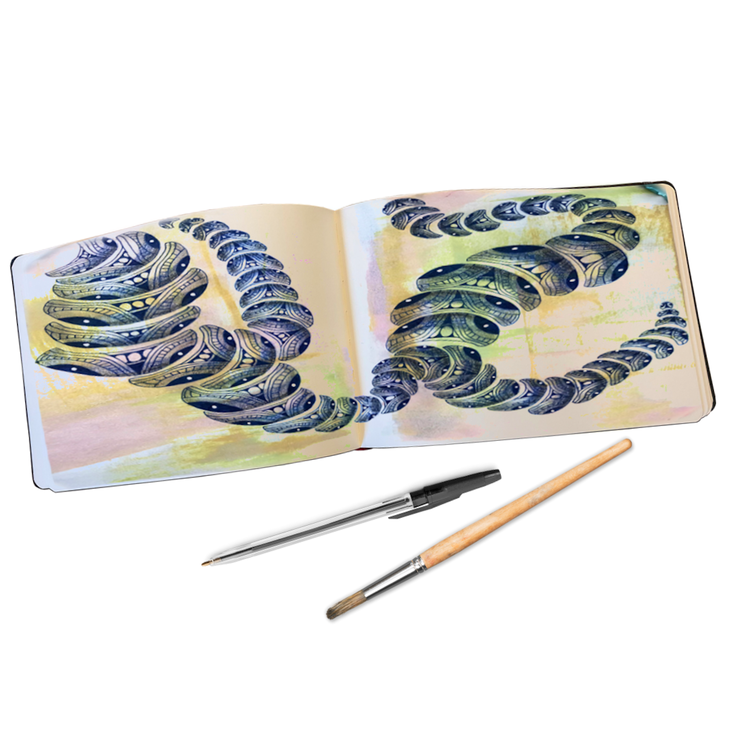 Landscape-Shaped Sketchbook, 8.25 x 5.5 inches, Lays Flat Flexible Sketchbook for artists, Ideal for Ink, Water Color, Pen, Pencils, 160 Premium Art Pages