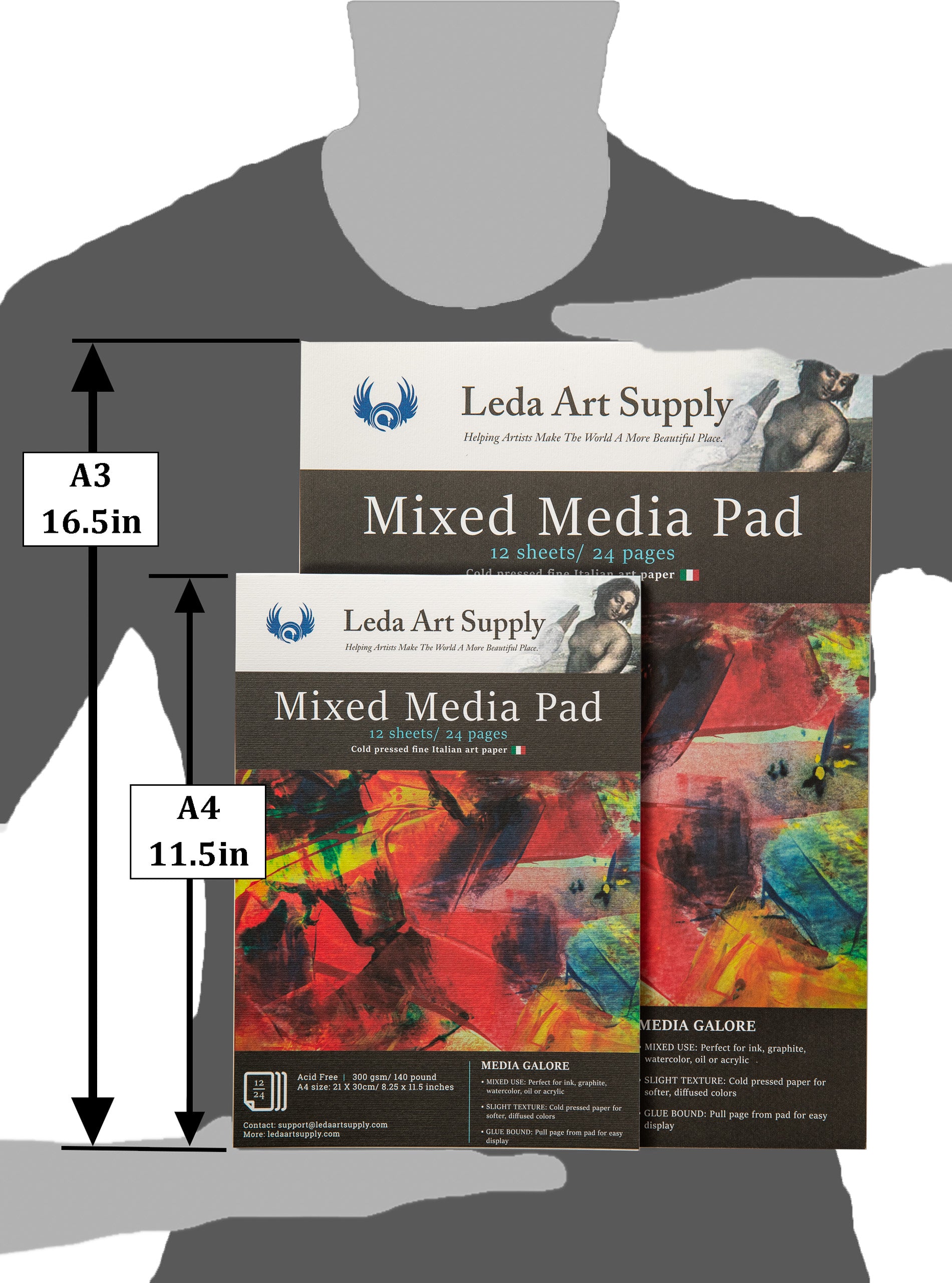 Leda Art Supply Premium Sketch Book (Medium 8.25 x 5.7 inch) for  Professional Ink, Pen, Graphite and Colored Pencil Drawing 