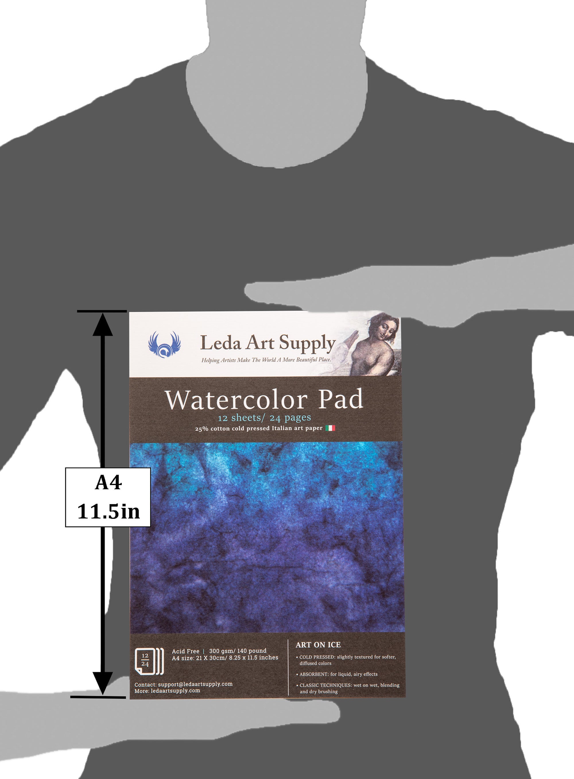 Leda's Cold Pressed Watercolor Pad 2-Pack slightly textured art paper (A4 size 8.3 x 11.5 inches)
