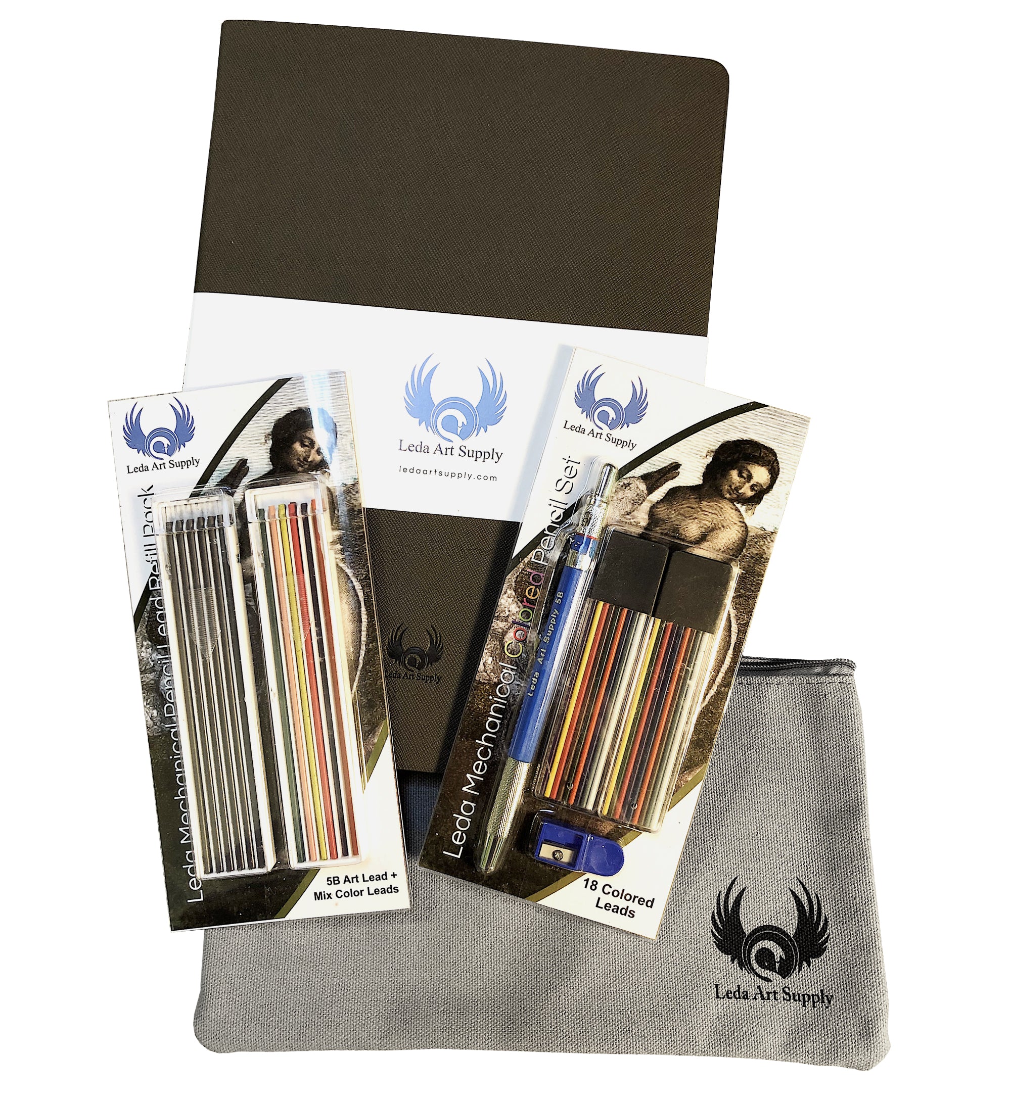 8 Piece Colored Pencil Drawing Set with Large Leda Sketchbook